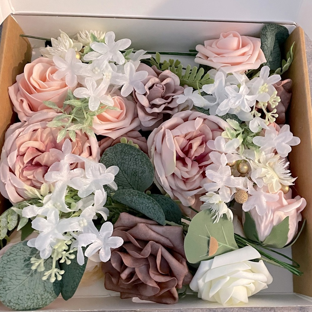 Dusty rose arch decor - wedding artificial realistic roses-floral decor - unused